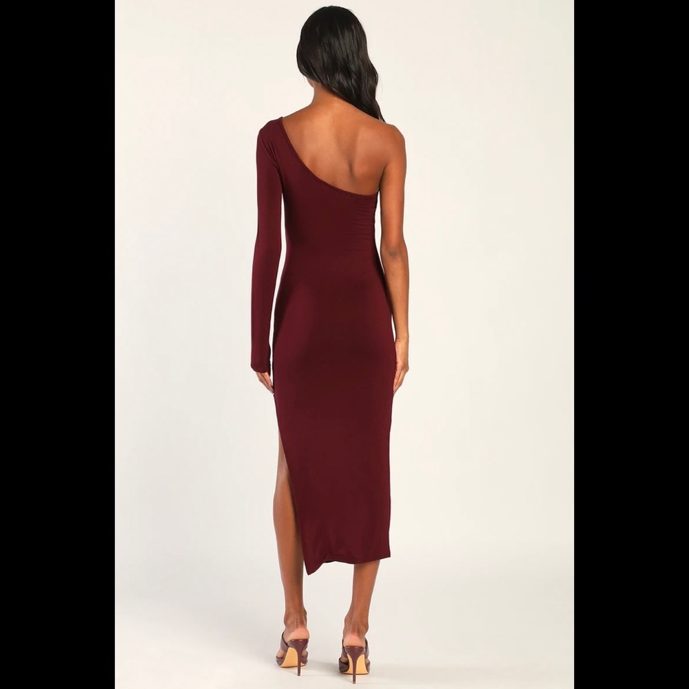 NWT LULUS Number One Babe Plum One-Shoulder Bodycon Midi Dress - Picture 8 of 10